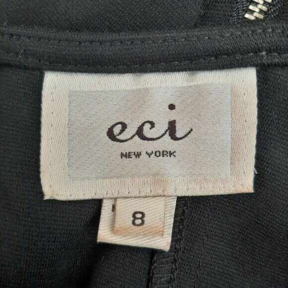 ECI New York Faux Leather Geometric Lasercut Panel Sheath Dress Sz 8 - Picture 12 of 13